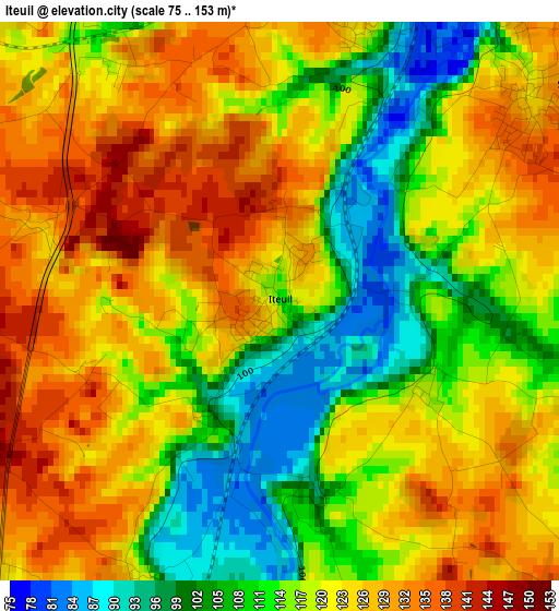 Iteuil elevation map