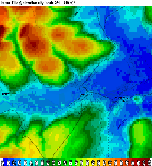 Is-sur-Tille elevation map