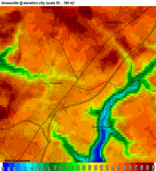 Isneauville elevation map