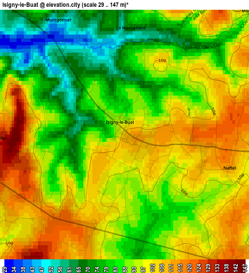 Isigny-le-Buat elevation map