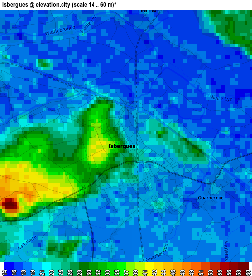 Isbergues elevation map