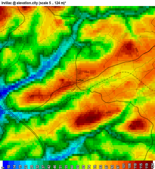 Irvillac elevation map