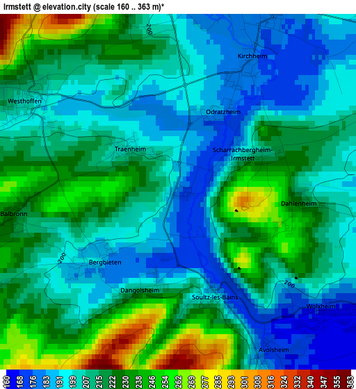 Irmstett elevation map