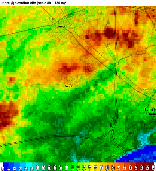 Ingré elevation map