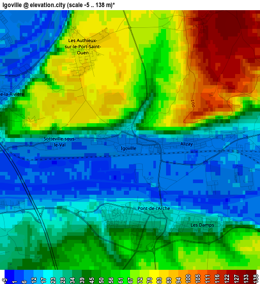 Igoville elevation map