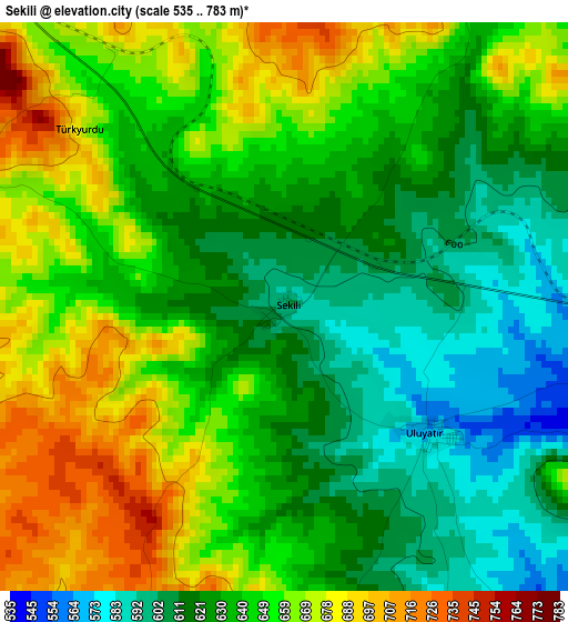 Sekili elevation map