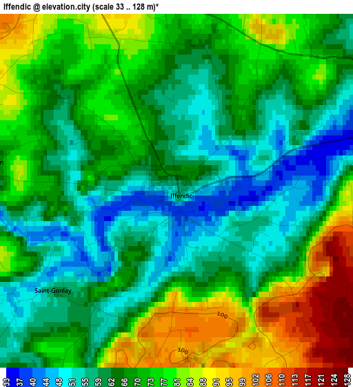 Iffendic elevation map