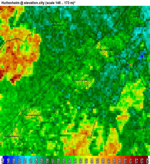 Huttenheim elevation map