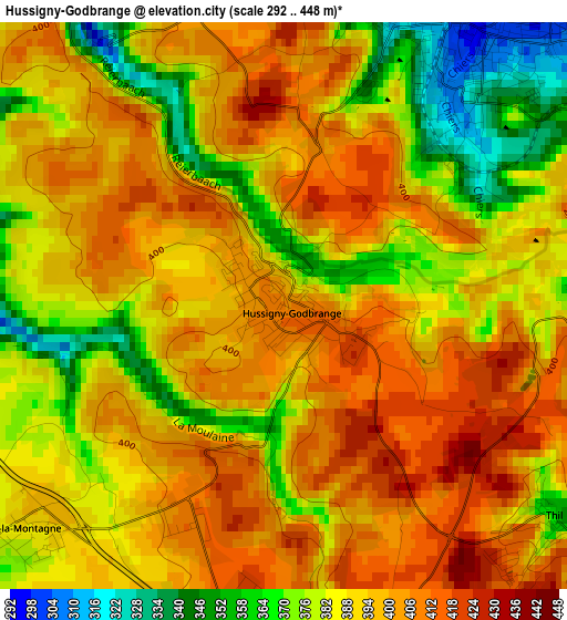 Hussigny-Godbrange elevation map