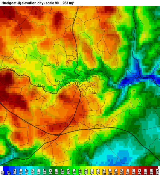 Huelgoat elevation map