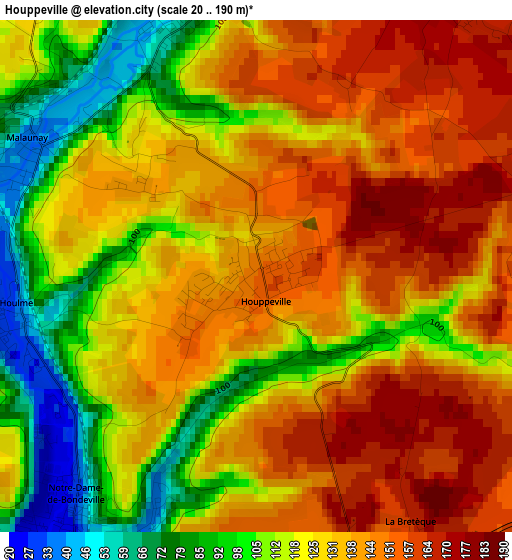 Houppeville elevation map