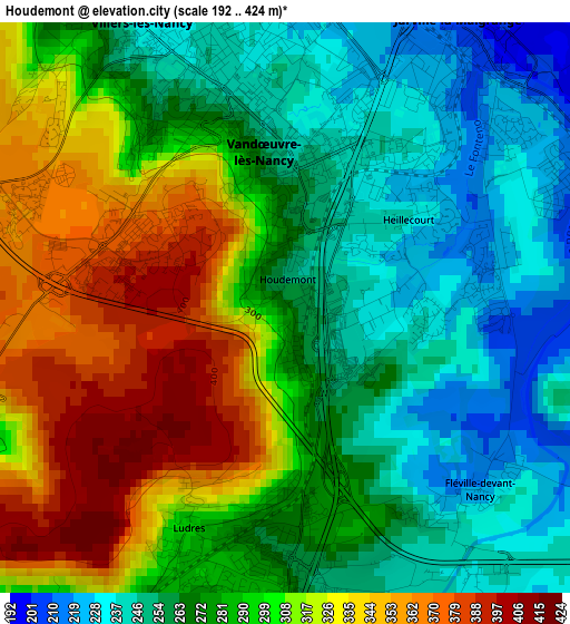 Houdemont elevation map