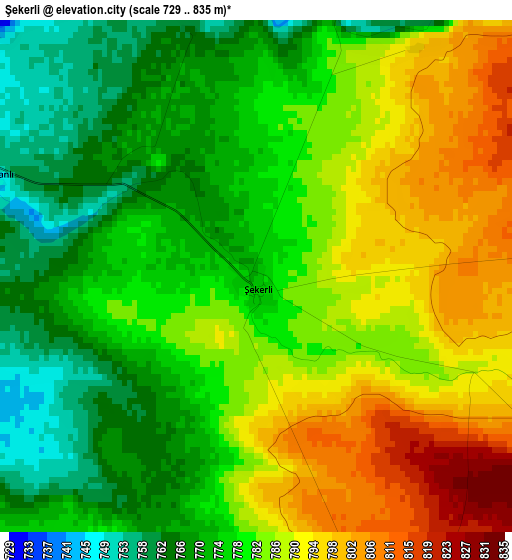 Şekerli elevation map