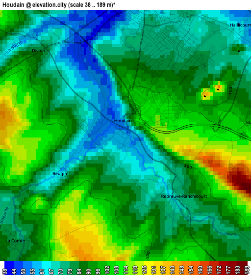 Houdain elevation map