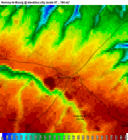 Hornoy-le-Bourg elevation map