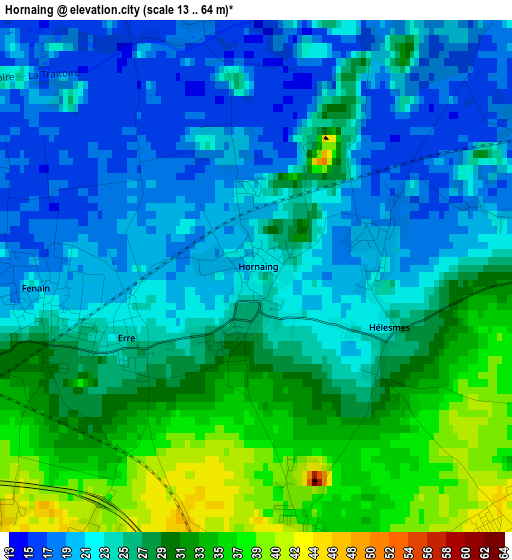 Hornaing elevation map