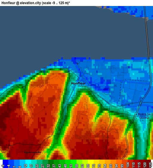 Honfleur elevation map