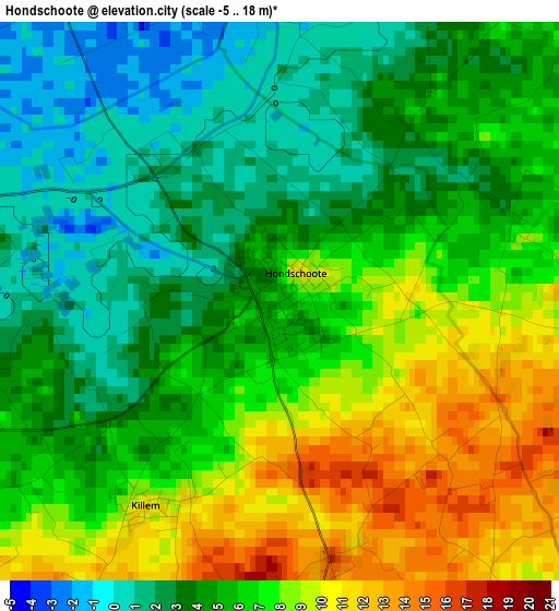 Hondschoote elevation map