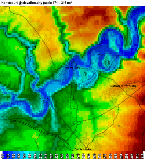 Homécourt elevation map