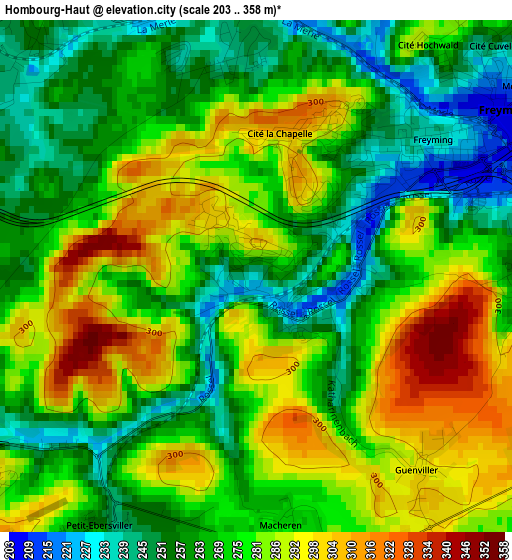 Hombourg-Haut elevation map