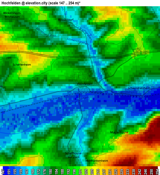 Hochfelden elevation map