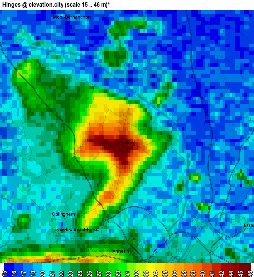 Hinges elevation map