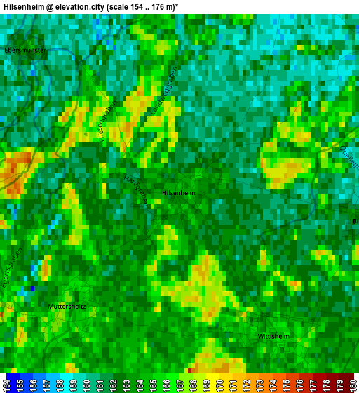 Hilsenheim elevation map