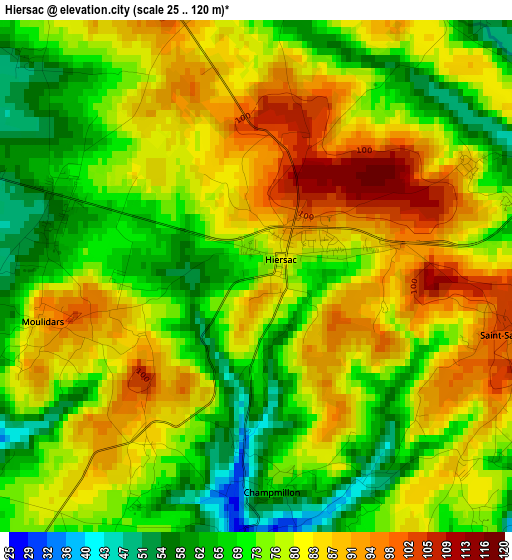 Hiersac elevation map