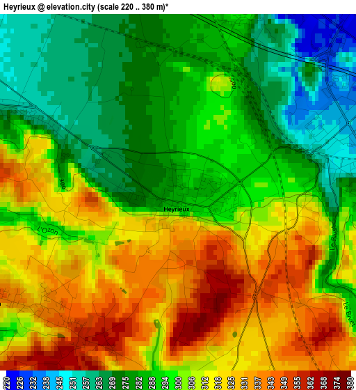 Heyrieux elevation map
