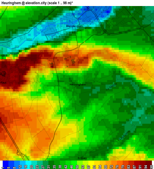 Heuringhem elevation map