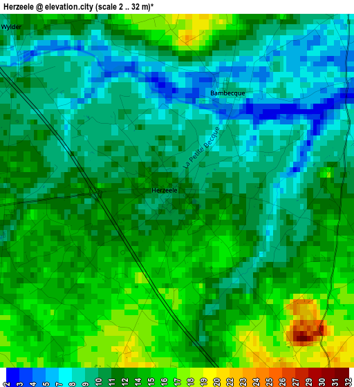 Herzeele elevation map