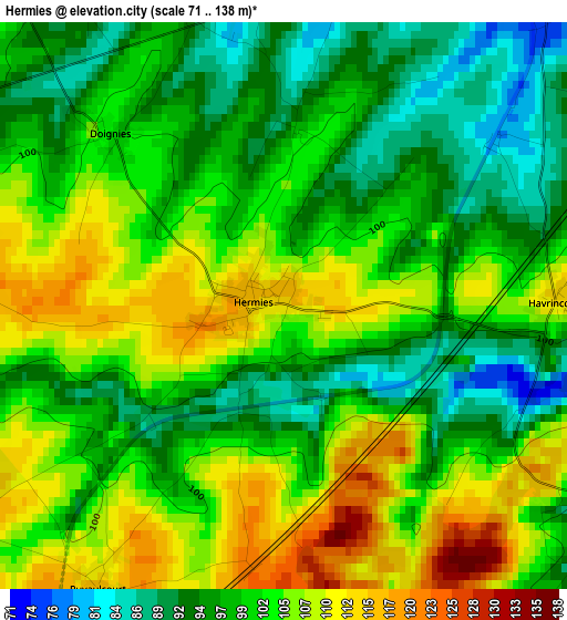 Hermies elevation map