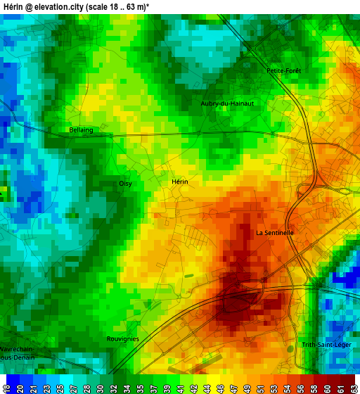 Hérin elevation map