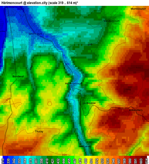 Hérimoncourt elevation map