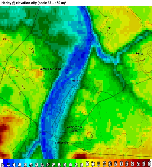 Héricy elevation map