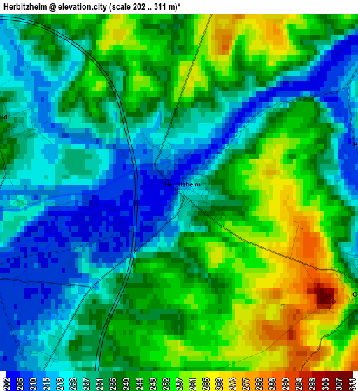 Herbitzheim elevation map