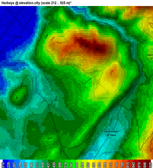 Herbeys elevation map