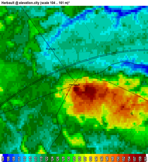 Herbault elevation map