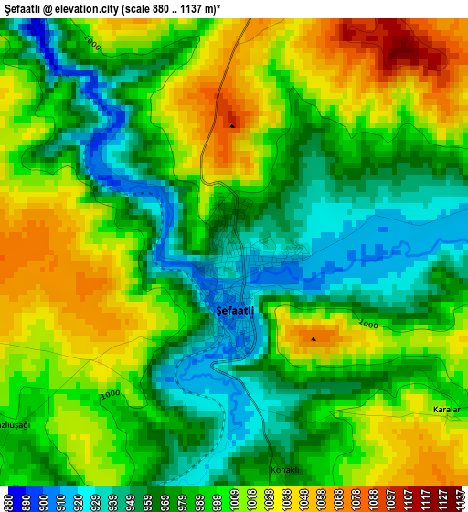 Şefaatlı elevation map