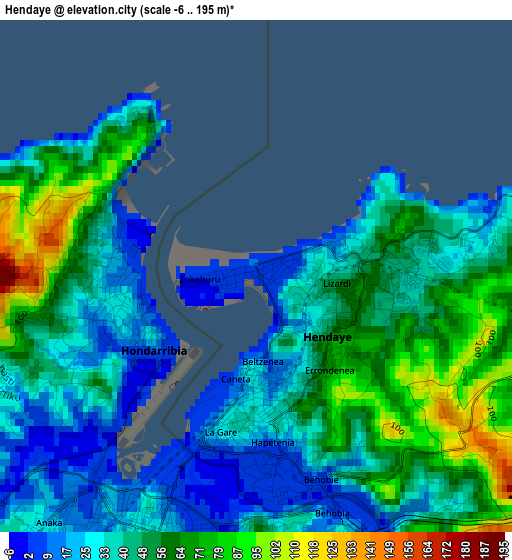 Hendaye elevation map