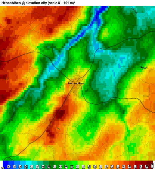 Hénanbihen elevation map