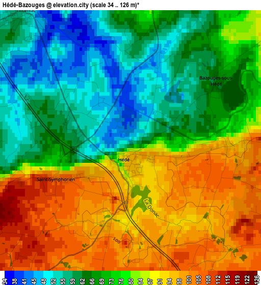 Hédé-Bazouges elevation map