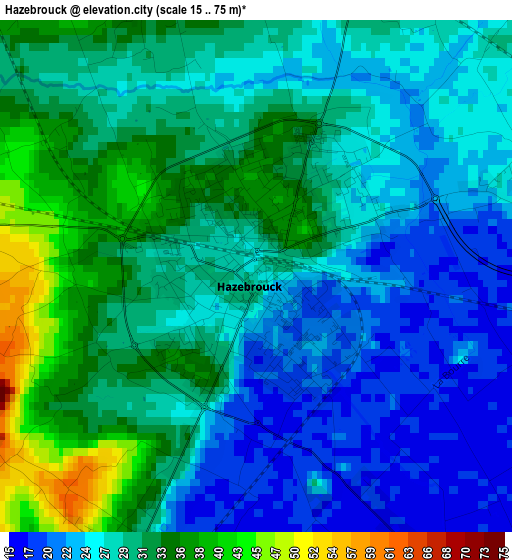 Hazebrouck elevation map