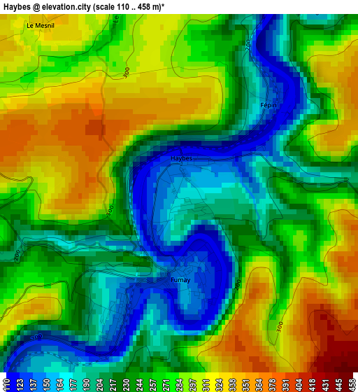 Haybes elevation map