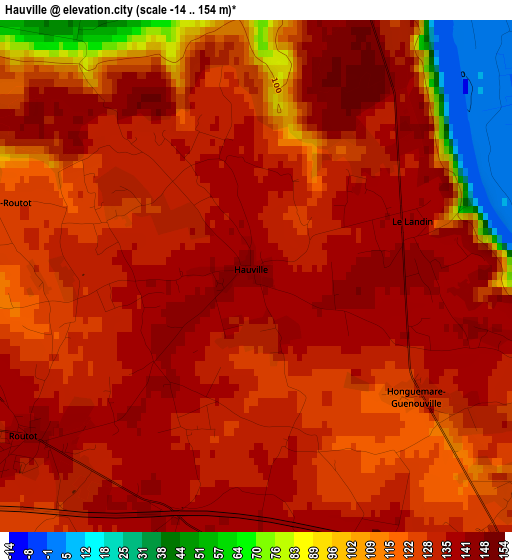 Hauville elevation map