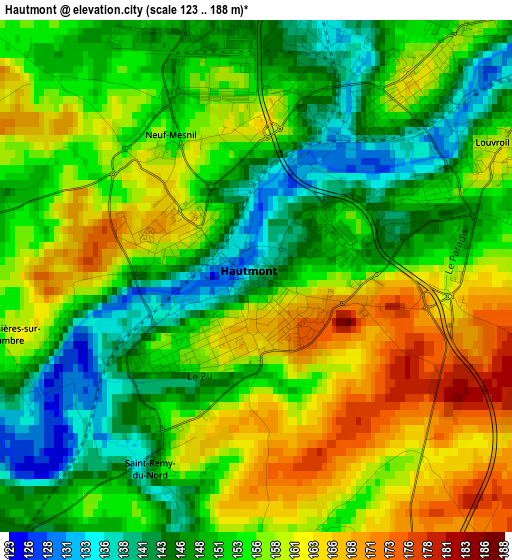 Hautmont elevation map