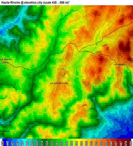 Haute-Rivoire elevation map