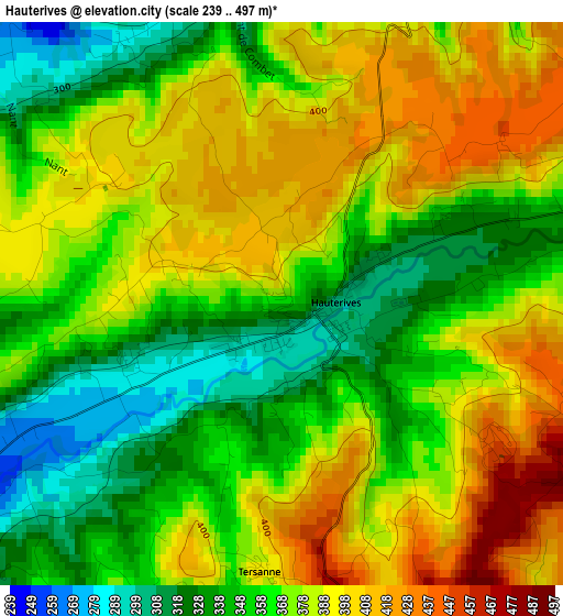 Hauterives elevation map