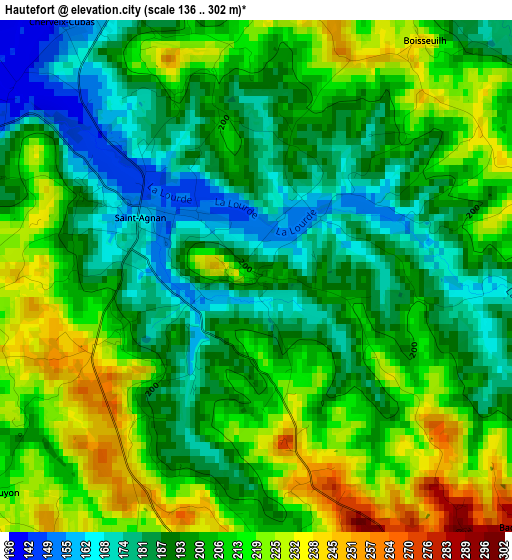 Hautefort elevation map