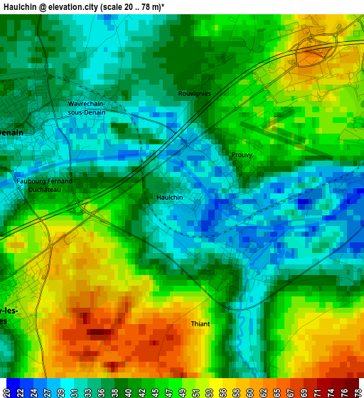 Haulchin elevation map